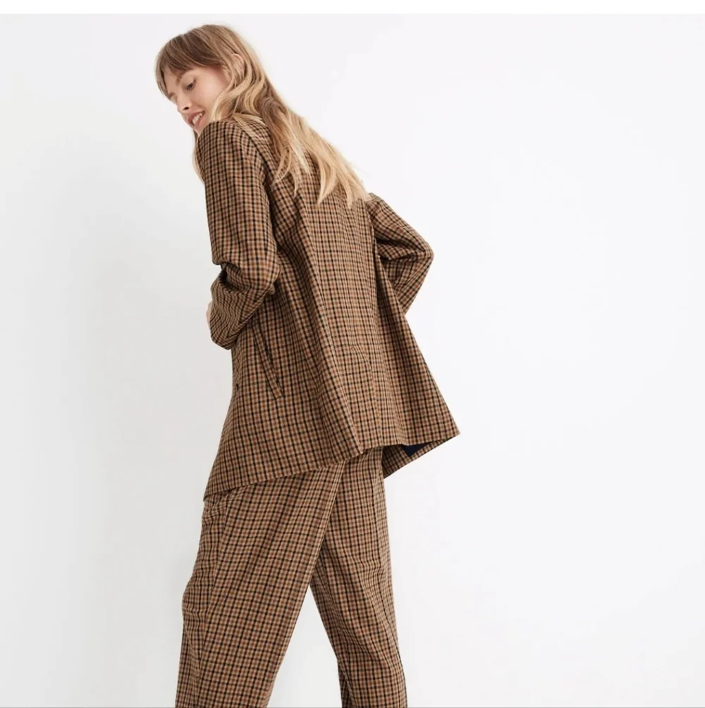 Madewell Caldwell Double Breasted Blazer Desert Check Size XS AA305